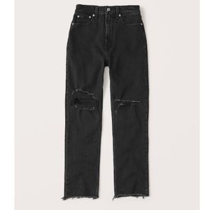 Abercrombie & Fitch UltraHighRise AnkleStraight. Distressed, black, size 30s